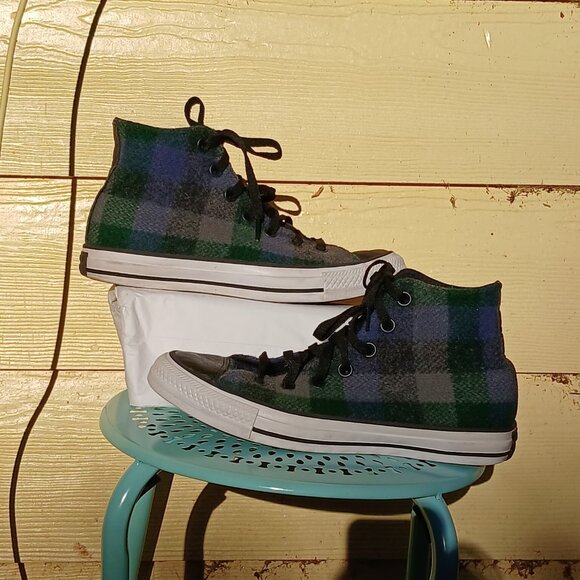 Converse x Woolrich Hi Tops 2015 Collab Wool Plaid 'Black Thunder' NWOB Sz M6 W8 - Picture 2 of 15